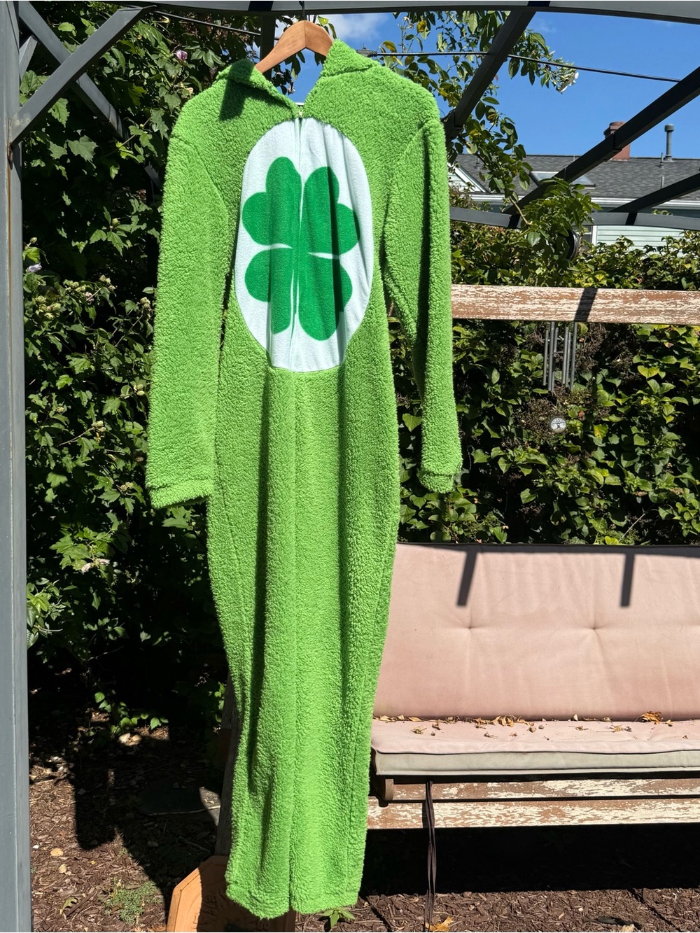 Care Bears Good Luck Bear Adult Plush Costume Onesie Green Small Halloween